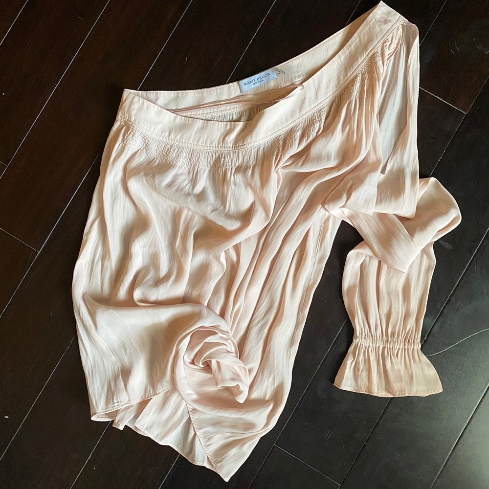 Ramy Brook pink asymmetrical blouse